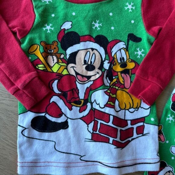Retro Disney Mickey Mouse Baby Christmas Holiday 2 Piece Pajamas Size 12 Months - Picture 3 of 5